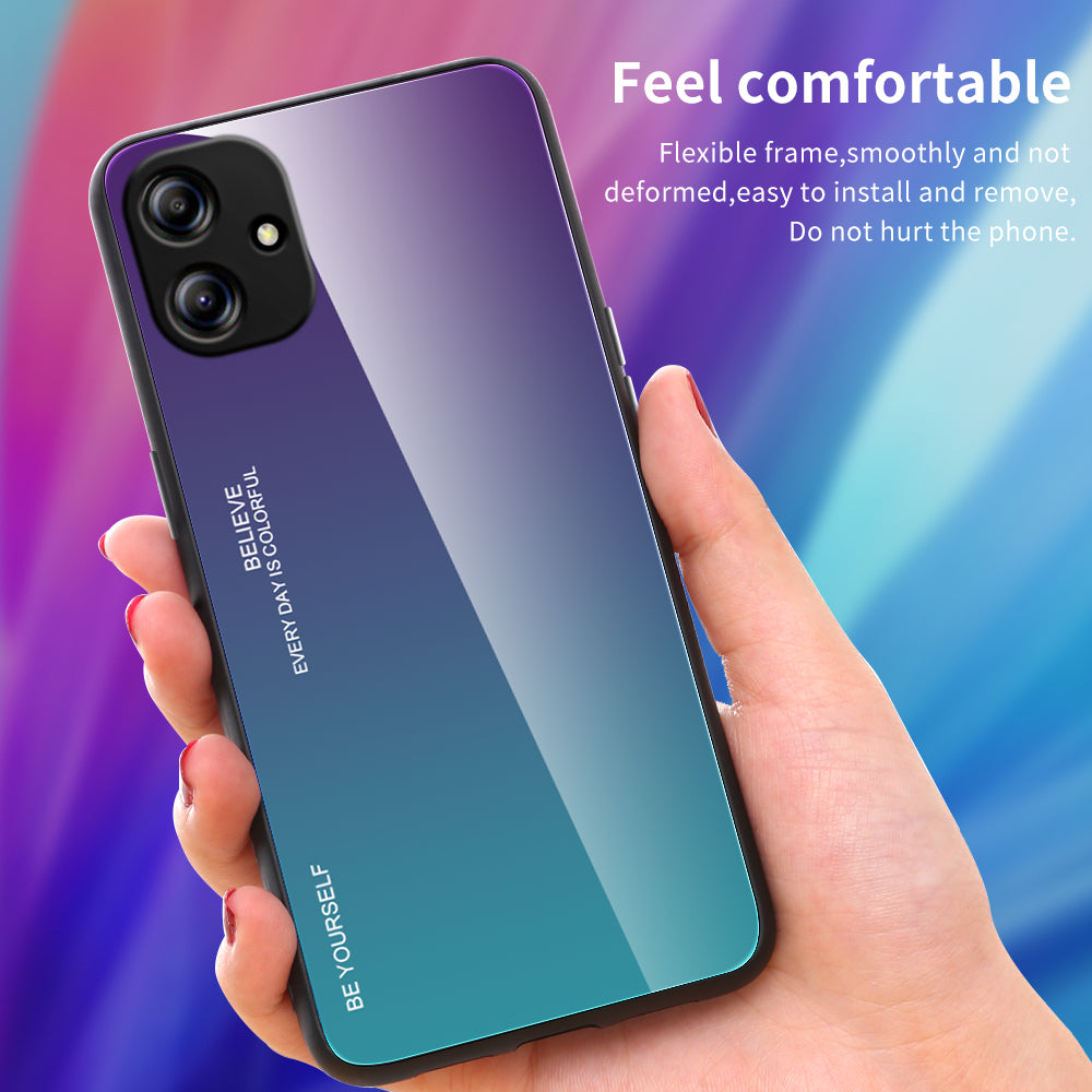 Tempered Glass Phone Case for Samsung Galaxy A04e 4G F04 4G M04 4G Anti-Scratch PC TPU Gradient Color Phone Cover Tempered Glass Phone Case for Samsung Galaxy A04e 4G F04 4G M04 4G Anti-Scratch PC TPU Gradient Color Phone Cover